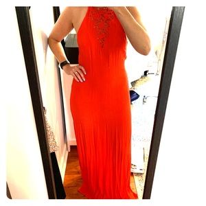 Bright Coral/Red Maxi Dress